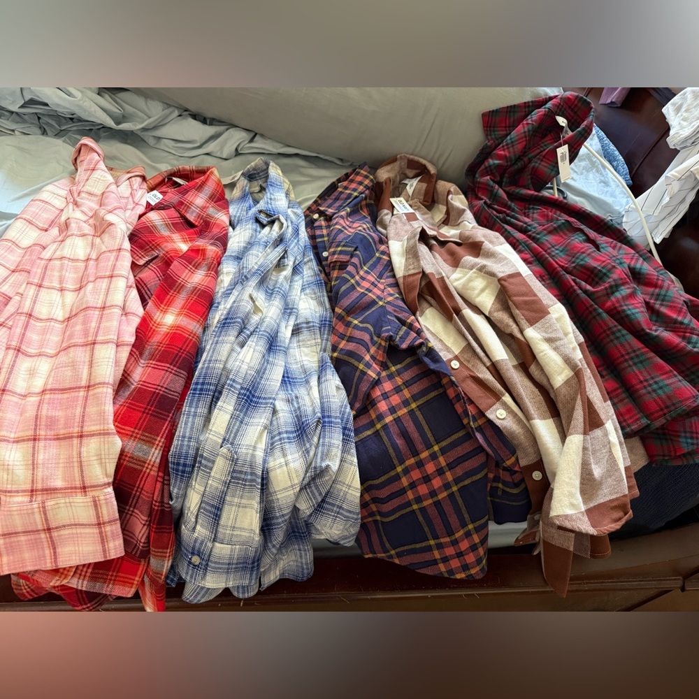 Old Navy Ladies Boyfriend Flannel Shirts 2X NEW 6 Shirts